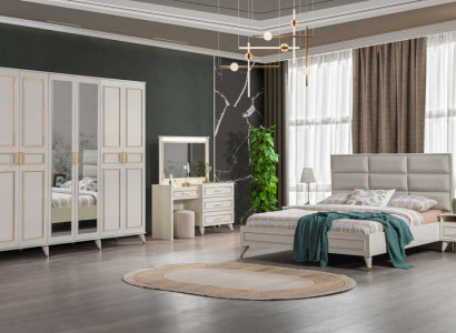 Bedroom Designer Double Bed Luxury Dressing Table Noble Stool 7-piece Set